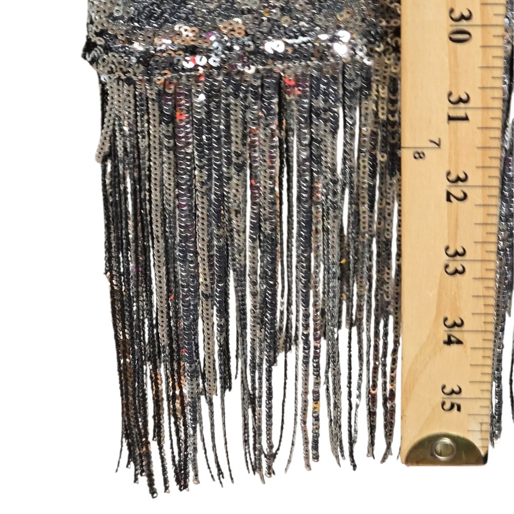 Kate Spade New York Sequin Fringe Shift Dress L Silver Metallic Ombre NWT Style - Picture 6 of 11